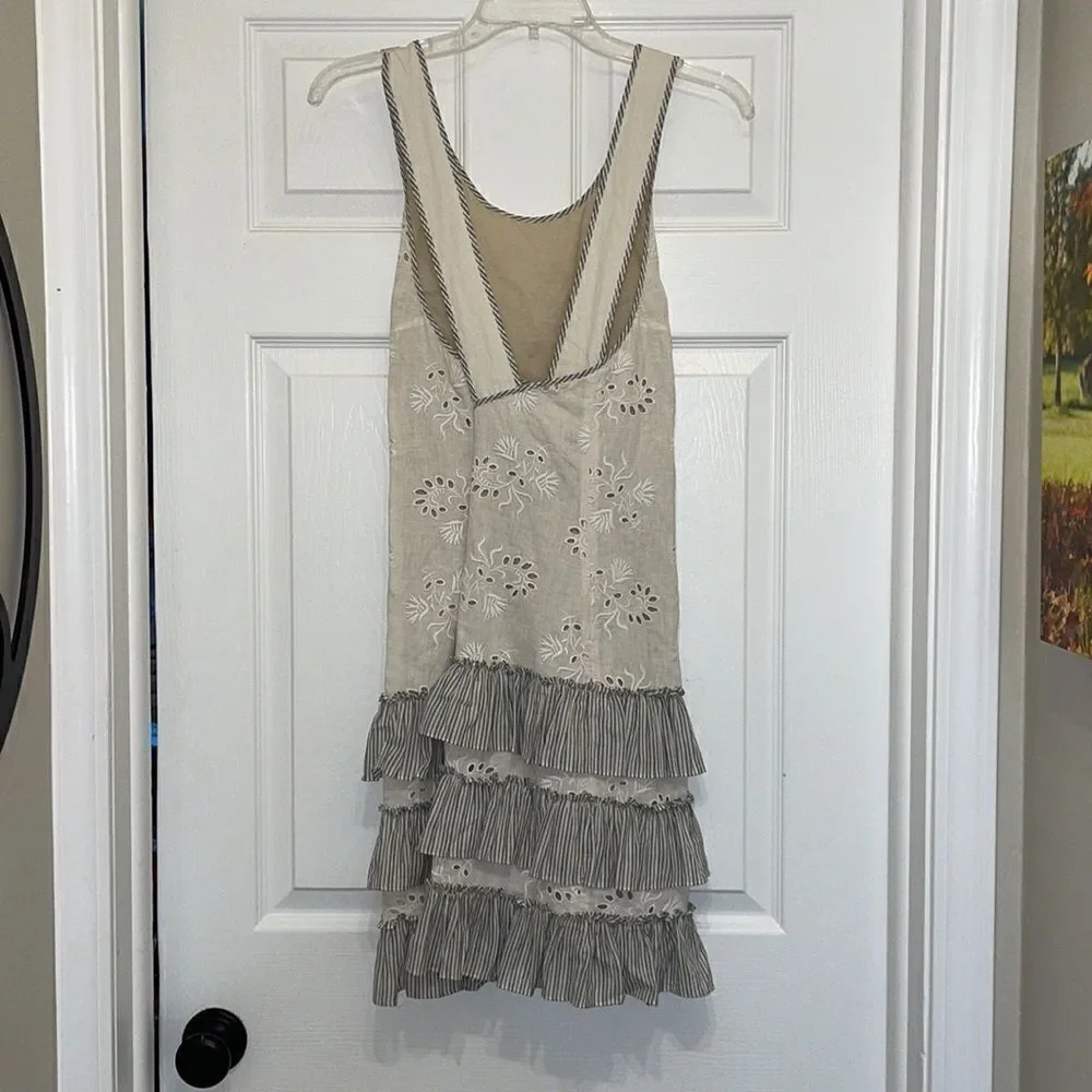 Rebecca Taylor Garden Linen Eyelet Dress in Vanilla